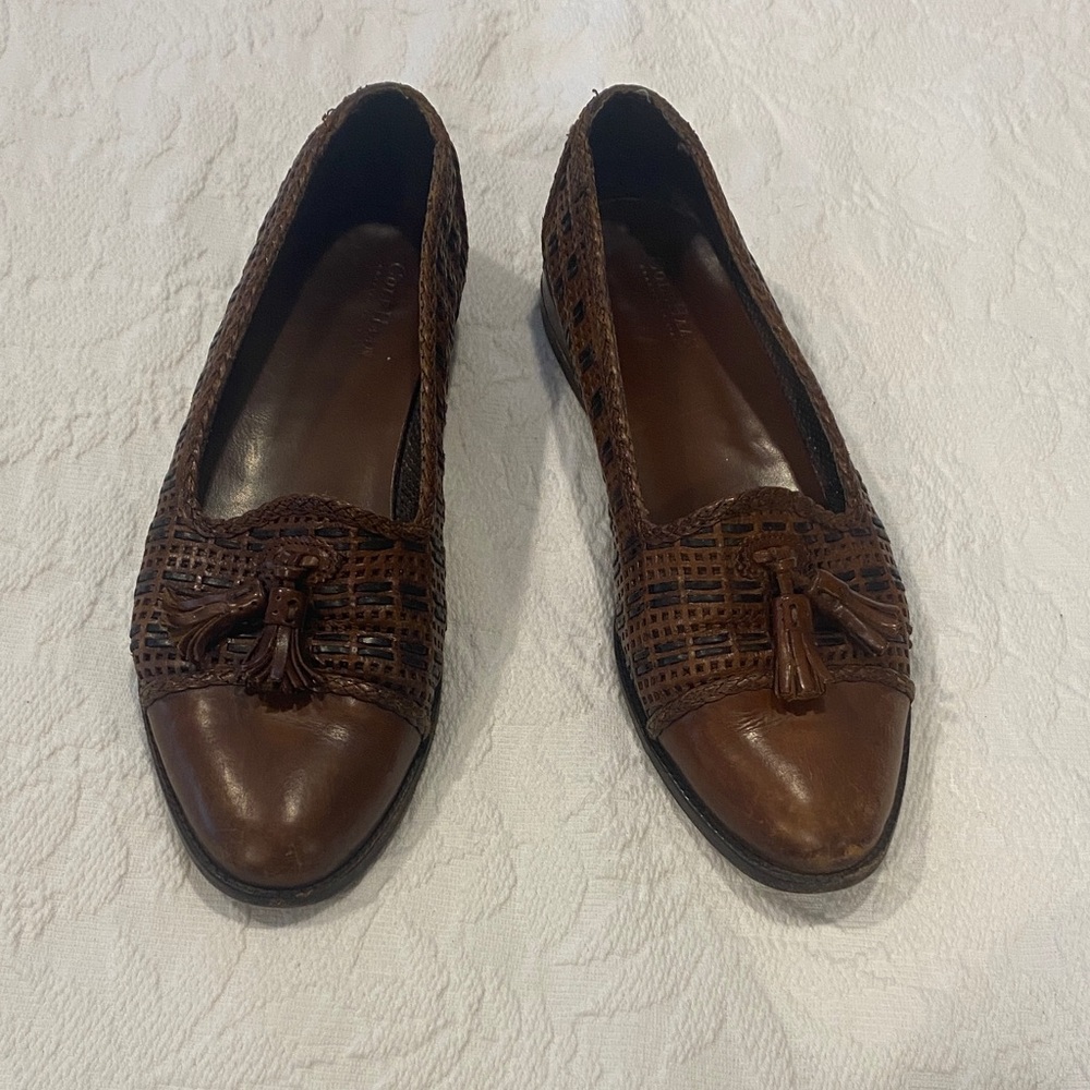 Cole Haan Brown Leather Woven Loafers